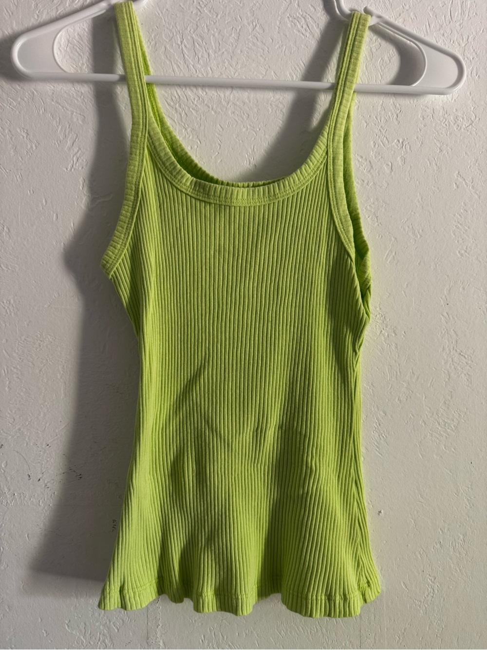 Ribbed Tank Top in Lime Green - Women's Sleeveless Cami